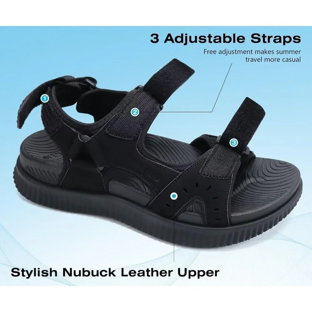 Casual Hiking Sandals Men's Black Athletic Sports Walking Fisherman Shoes